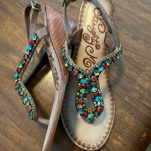 Naughty Monkey, size 7 beaded wedge heel